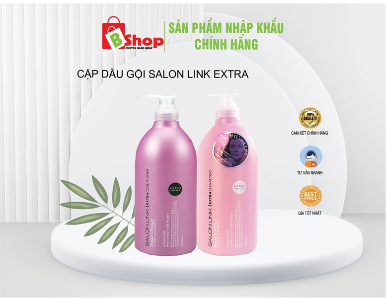 Cặp dầu gội siêu dưỡng, phục hồi tóc hư tổn salon link extra nhật bản 1000ml