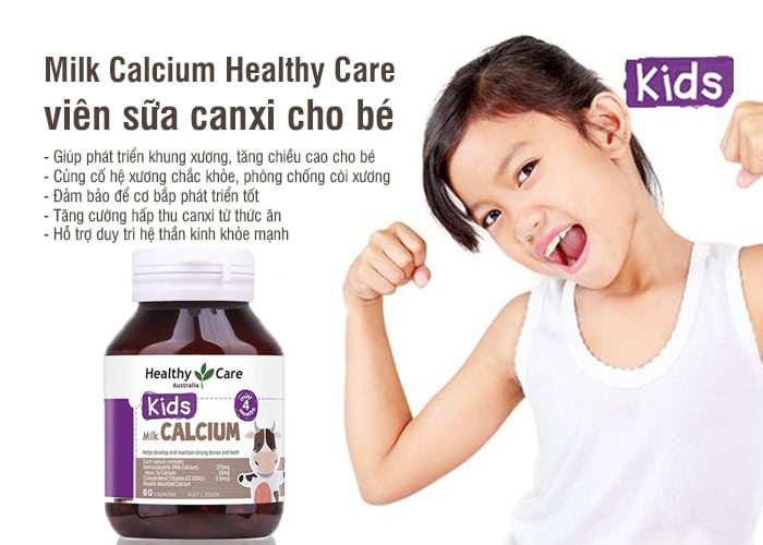 HEALTHY CARE KIDS MILK CALCIUM – VIÊN UỐNG CANXI SỮA CHO BÉ