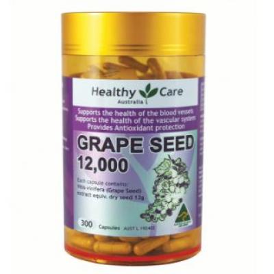 Viên uống bổ tim mạch Healthy Care Grape Seed Extract 12000 Gold Jar 300 Viên