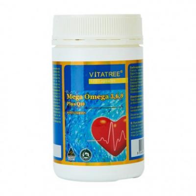 Viên uống Mega Omega 3,6,9 Plus Q10 Vitatree hỗ trợ duy trì sức khỏe của hệ tim mạch (120 viên)